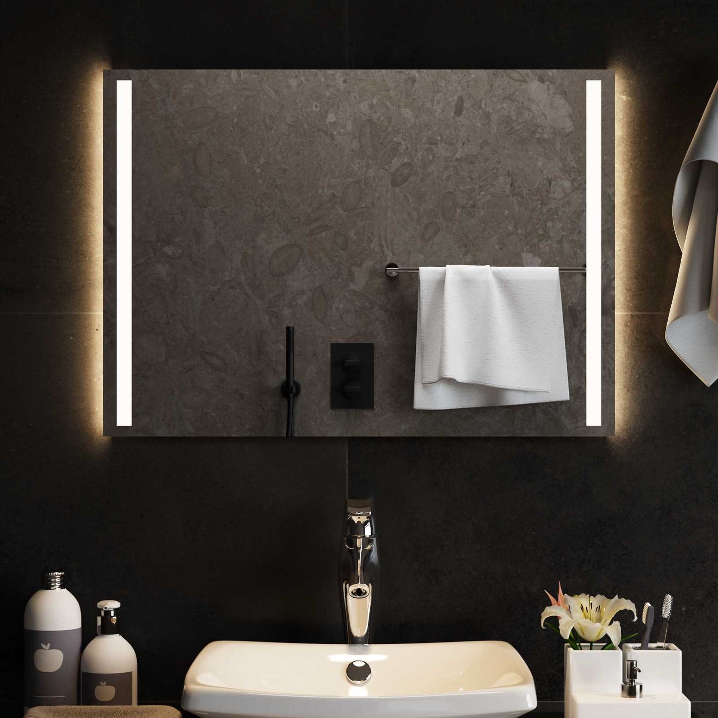 LED Badevindu med speil Gjennomsiktig 70 x 50 cm herdet glass