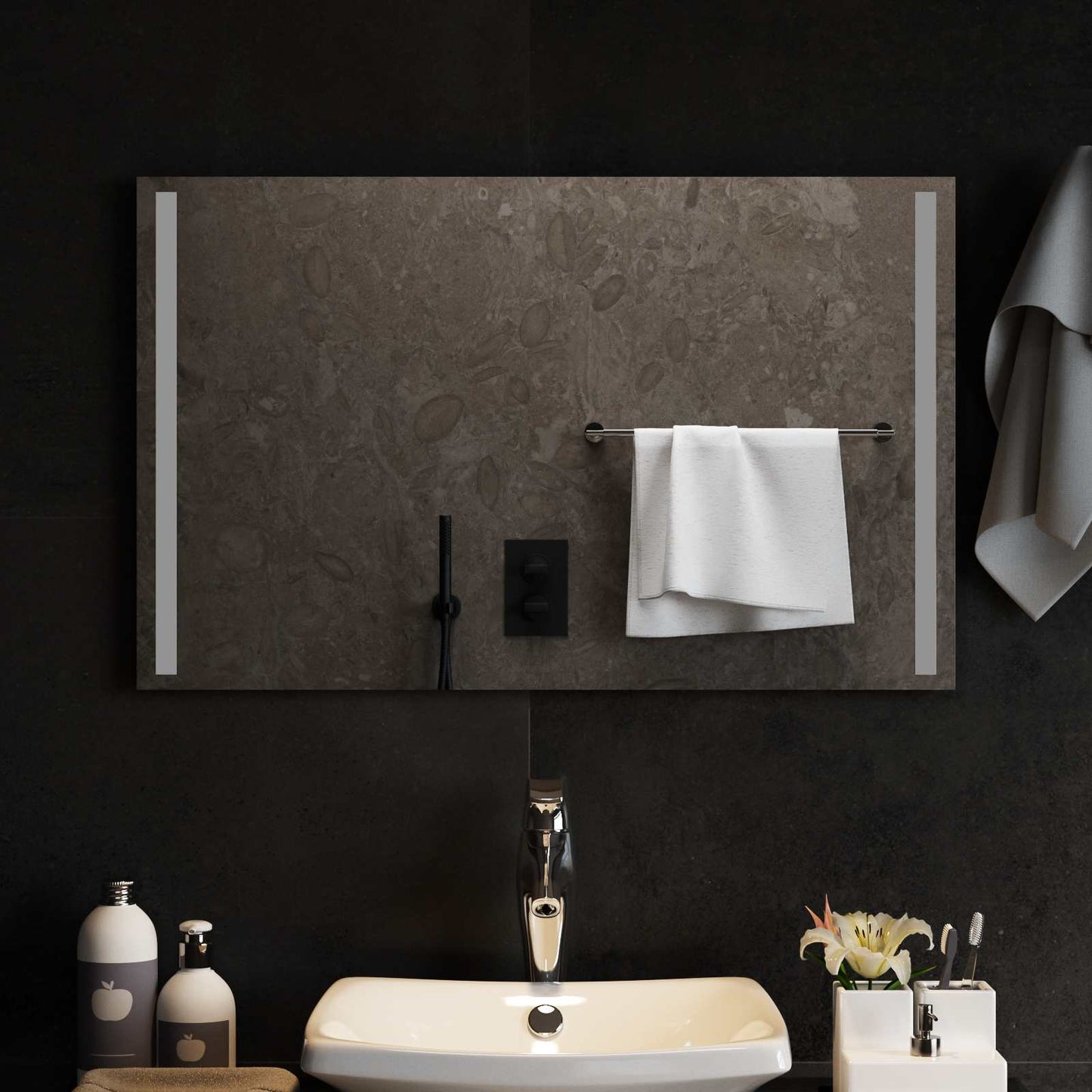 LED Badevindu med speil Gjennomsiktig 80 x 50 cm herdet glass