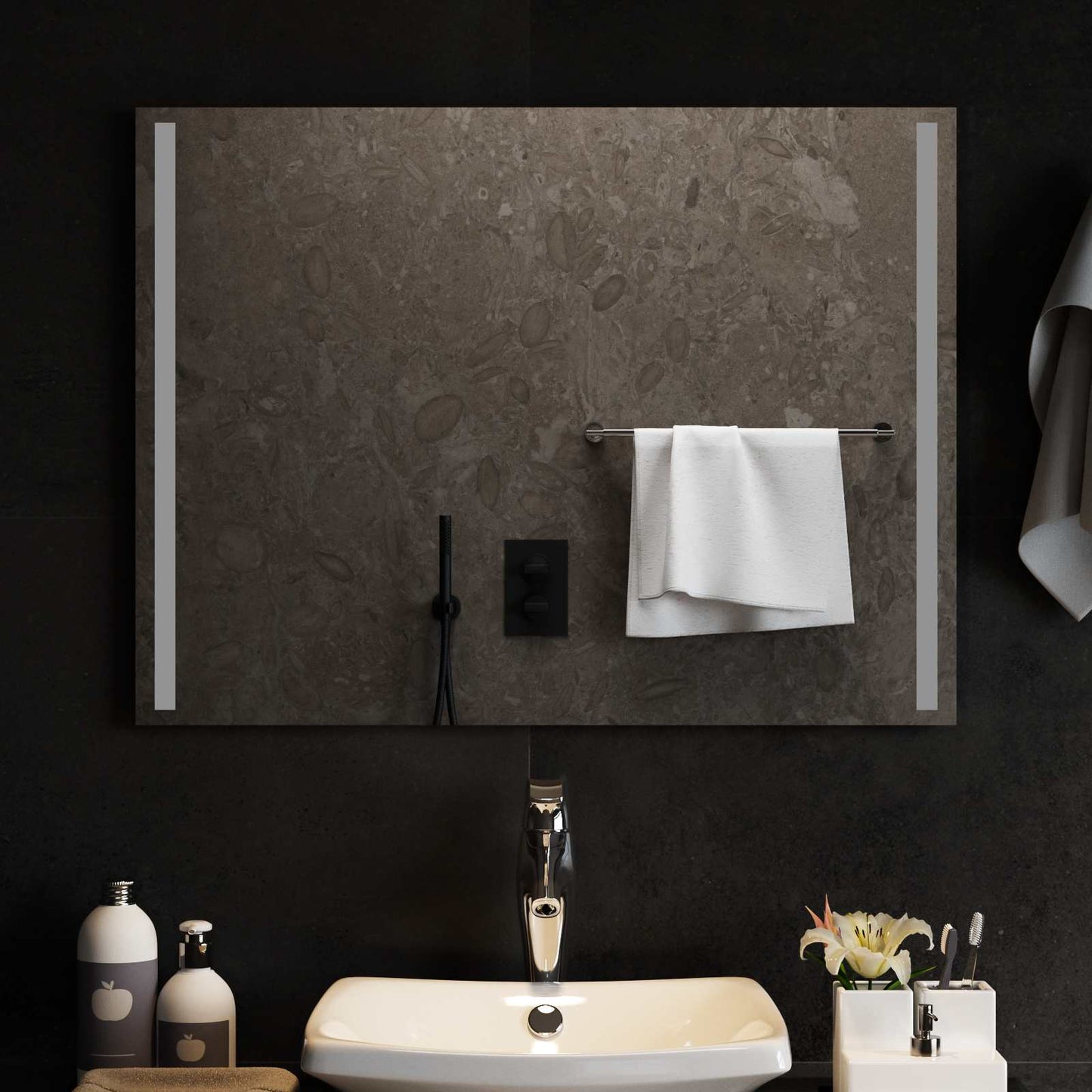 LED Badevindu med speil Gjennomsiktig 80 x 60 cm herdet glass