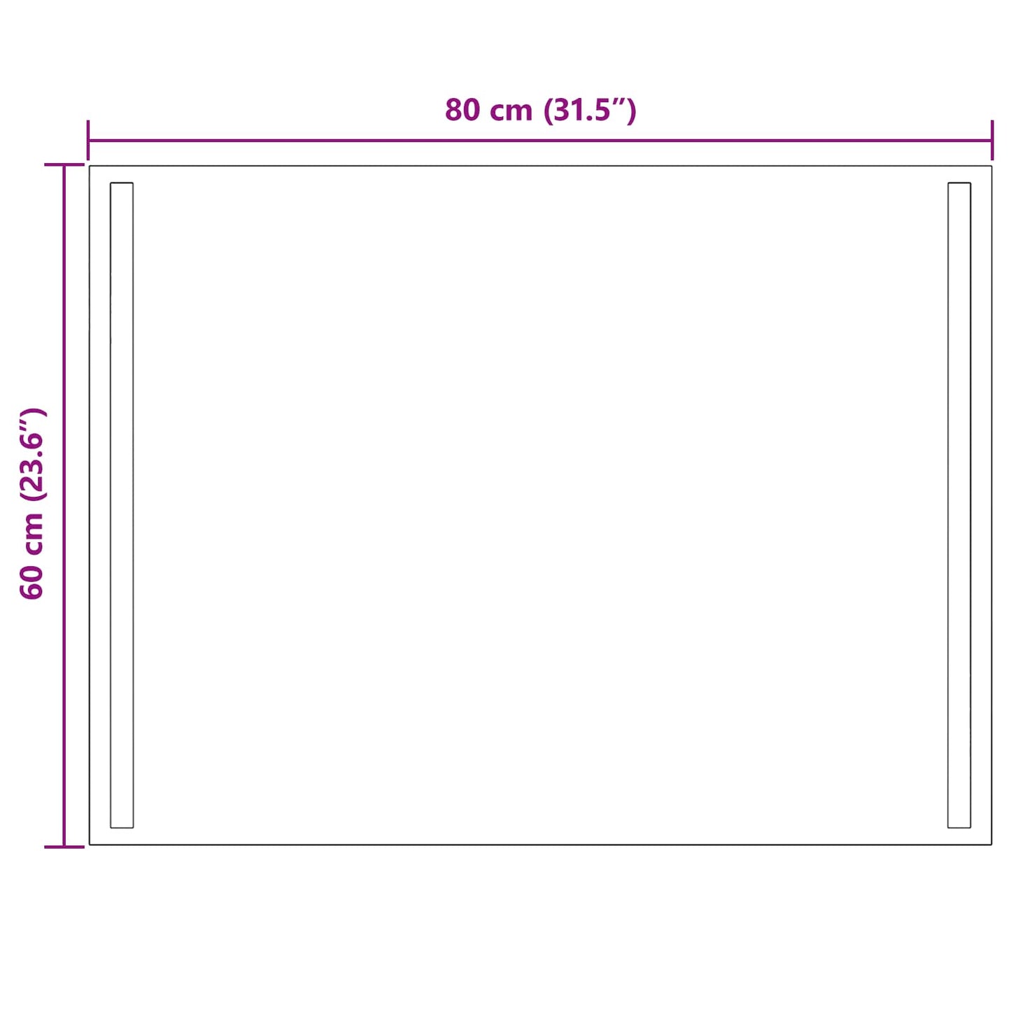 LED Badevindu med speil Gjennomsiktig 80 x 60 cm herdet glass