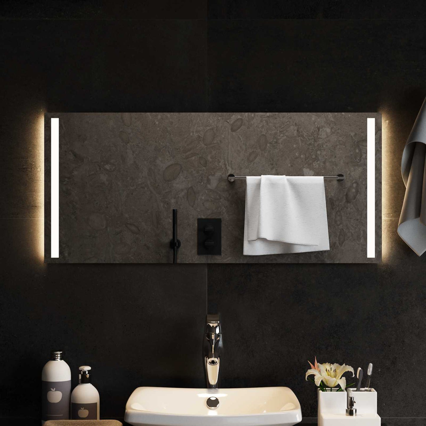 LED Badevindu med speil Gjennomsiktig 90 x 40 cm herdet glass