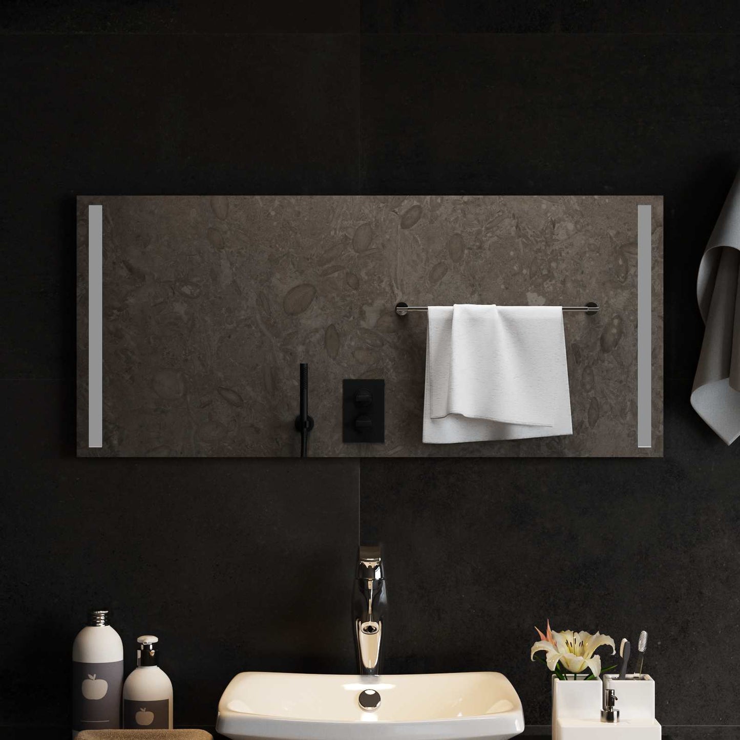 LED Badevindu med speil Gjennomsiktig 90 x 40 cm herdet glass