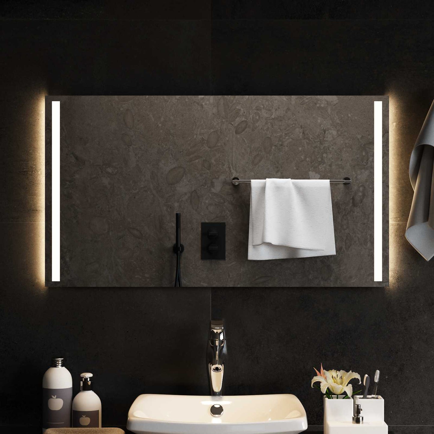 LED Badevindu med speil Gjennomsiktig 90 x 50 cm herdet glass