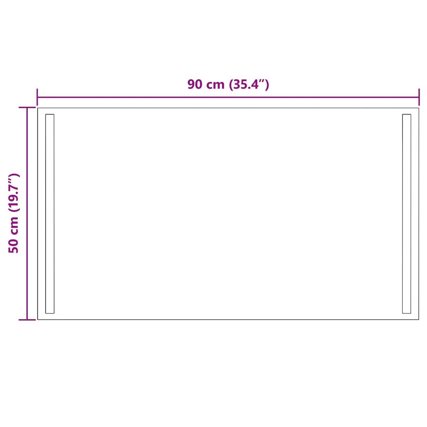 LED Badevindu med speil Gjennomsiktig 90 x 50 cm herdet glass