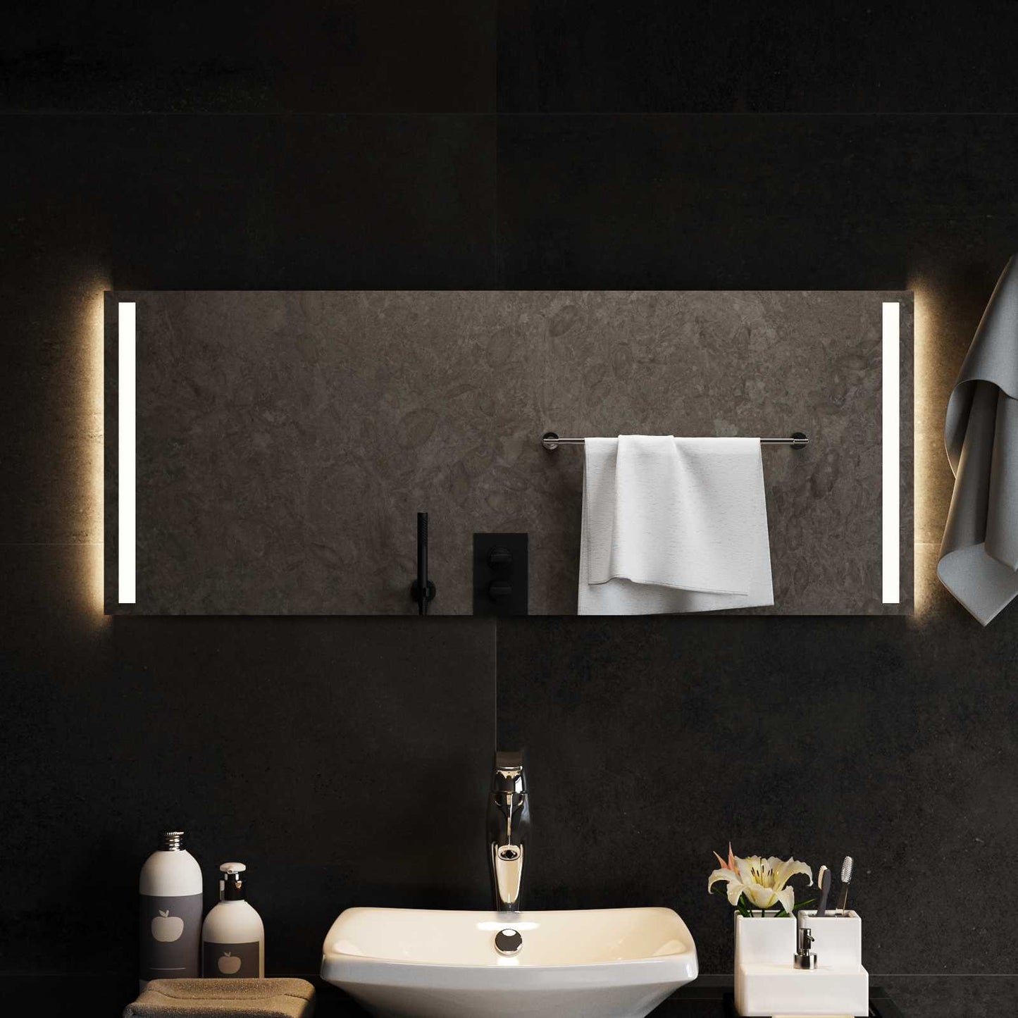 LED Badevindu med speil Gjennomsiktig 100 x 40 cm herdet glass
