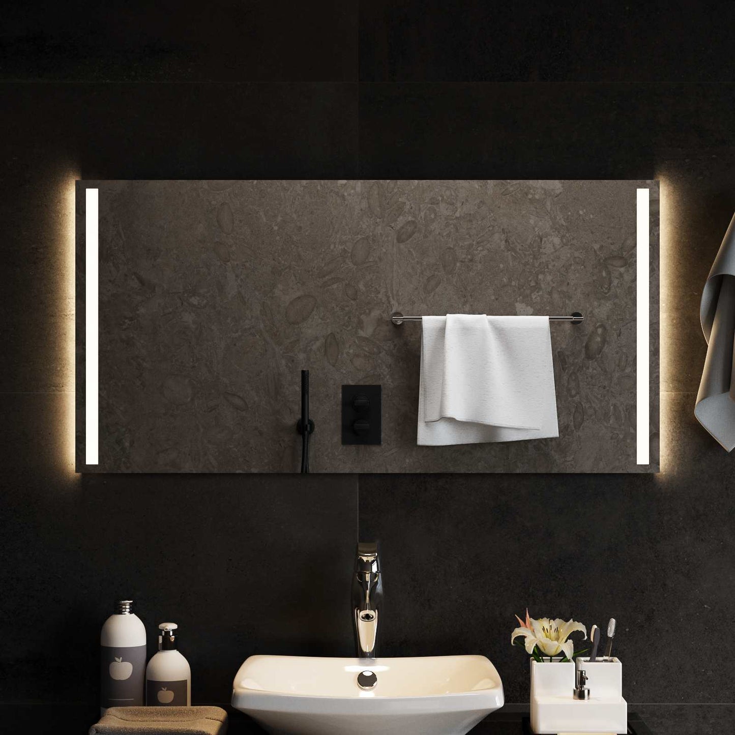 LED Badevindu med speil Gjennomsiktig 100 x 50 cm herdet glass