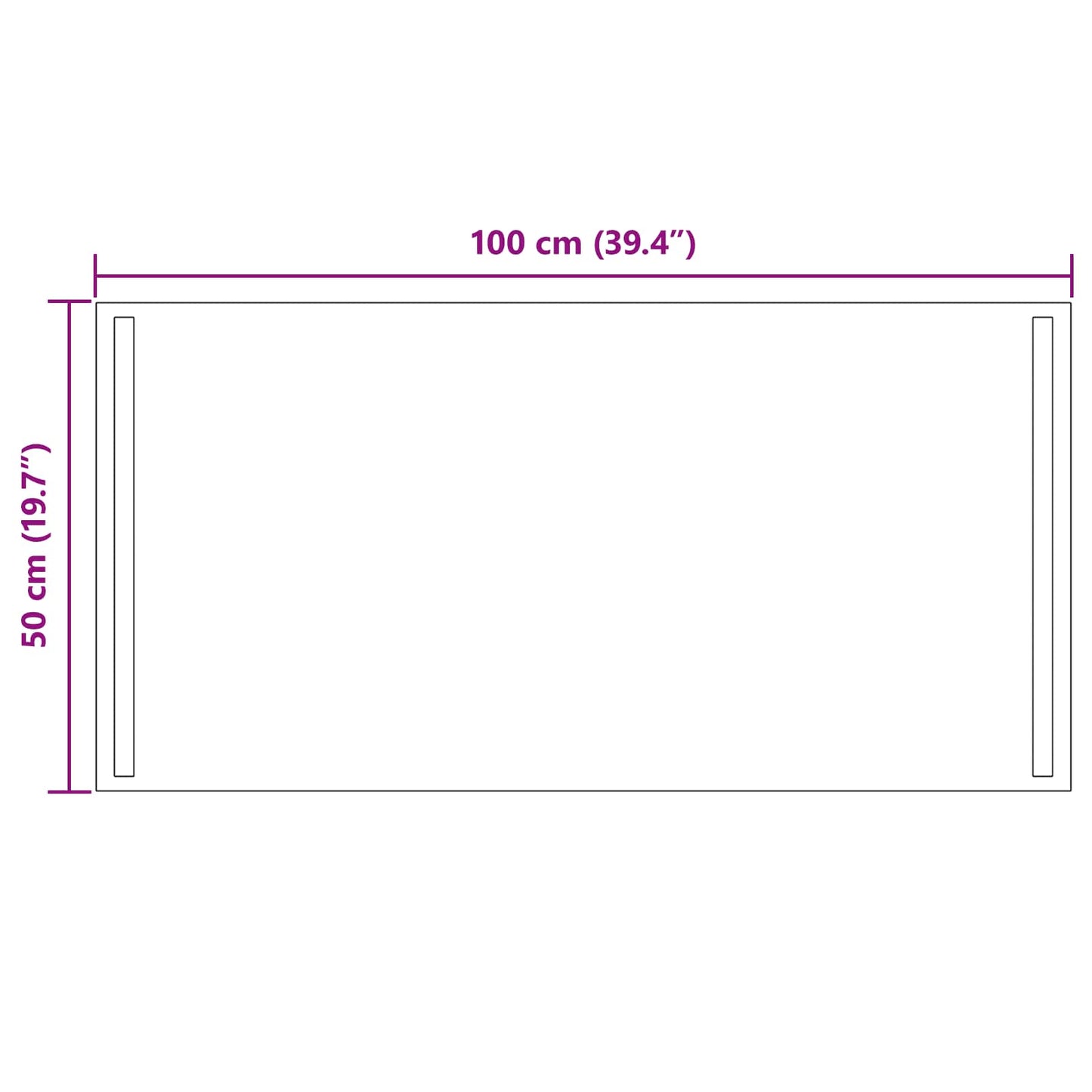 LED Badevindu med speil Gjennomsiktig 100 x 50 cm herdet glass