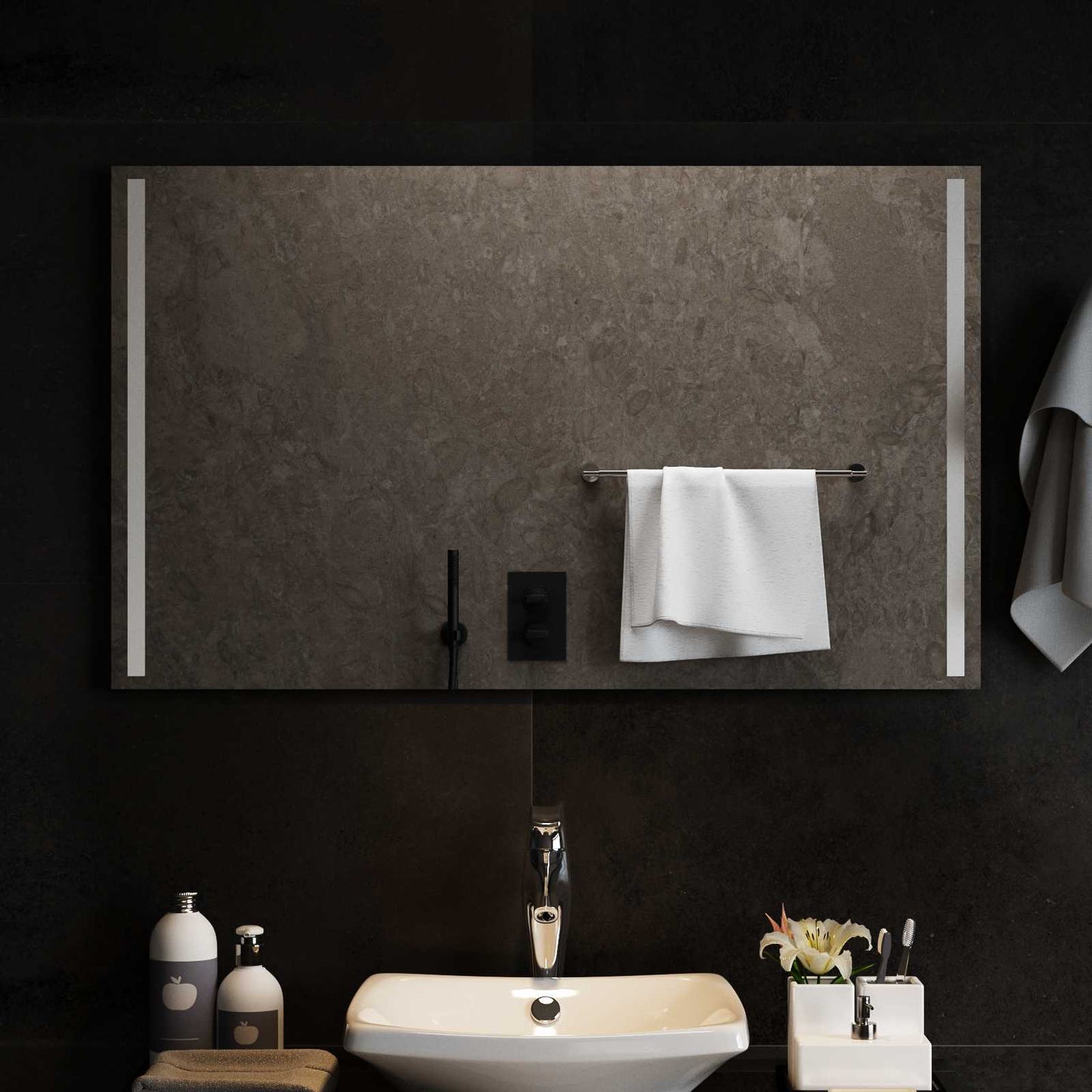 LED Badevindu med speil Gjennomsiktig 100 x 60 cm herdet glass