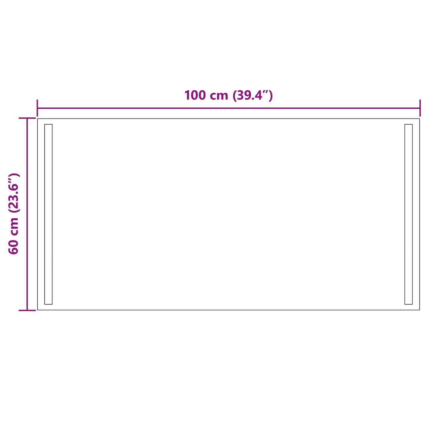 LED Badevindu med speil Gjennomsiktig 100 x 60 cm herdet glass
