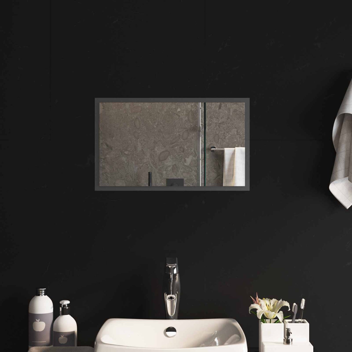 LED Badevindu med speil Gjennomsiktig 50 x 30 cm herdet glass