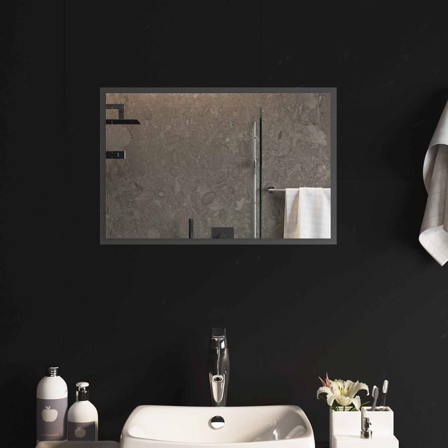 LED Badevindu med speil Gjennomsiktig 60 x 40 cm herdet glass