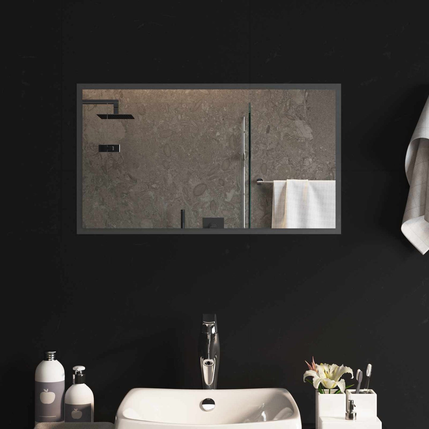 LED Badevindu med speil Gjennomsiktig 70 x 40 cm herdet glass