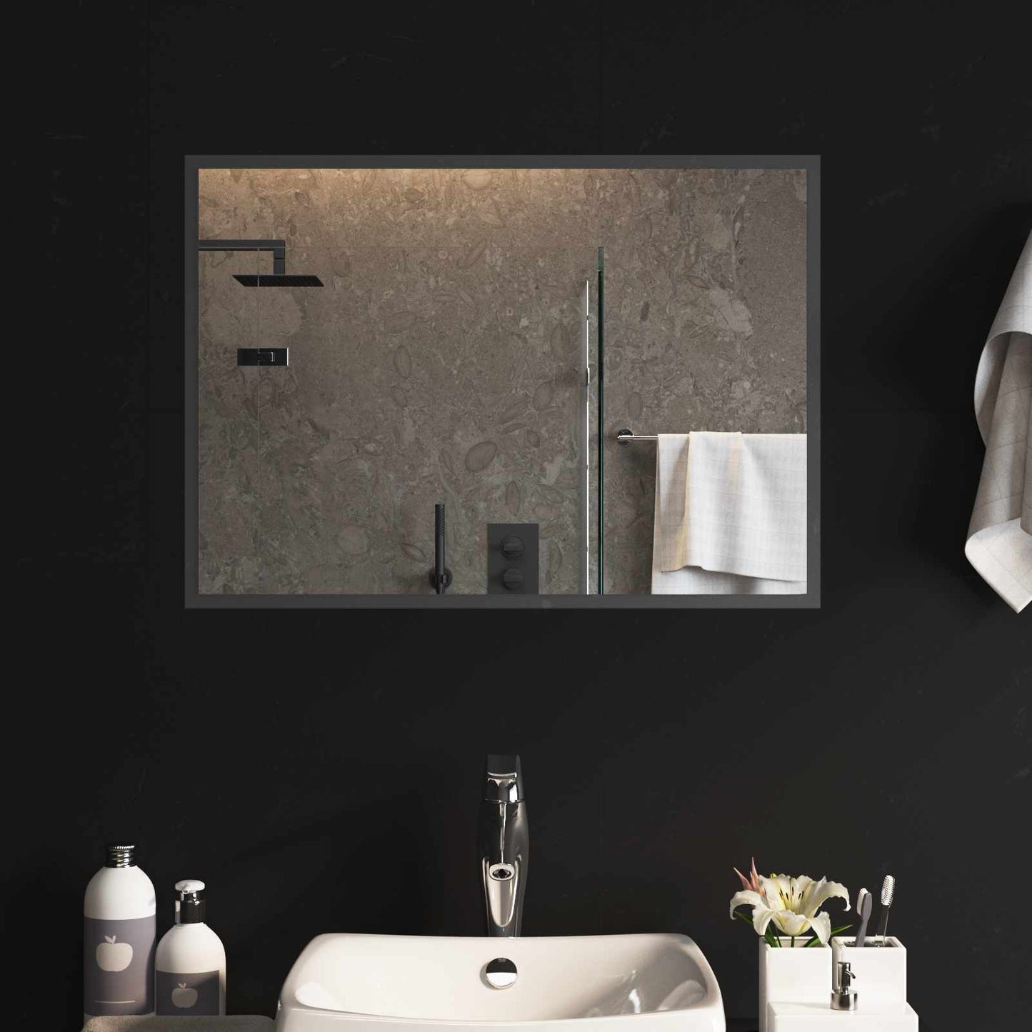LED Badevindu med speil Gjennomsiktig 70 x 50 cm herdet glass
