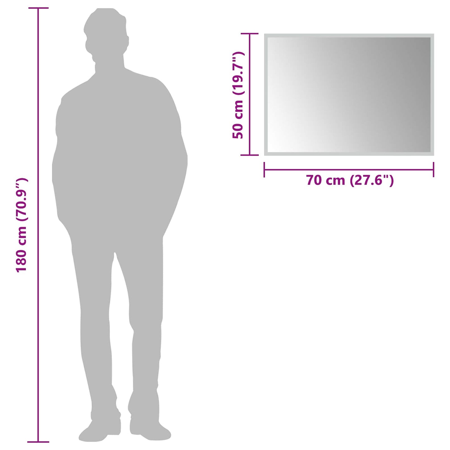 LED Badevindu med speil Gjennomsiktig 70 x 50 cm herdet glass