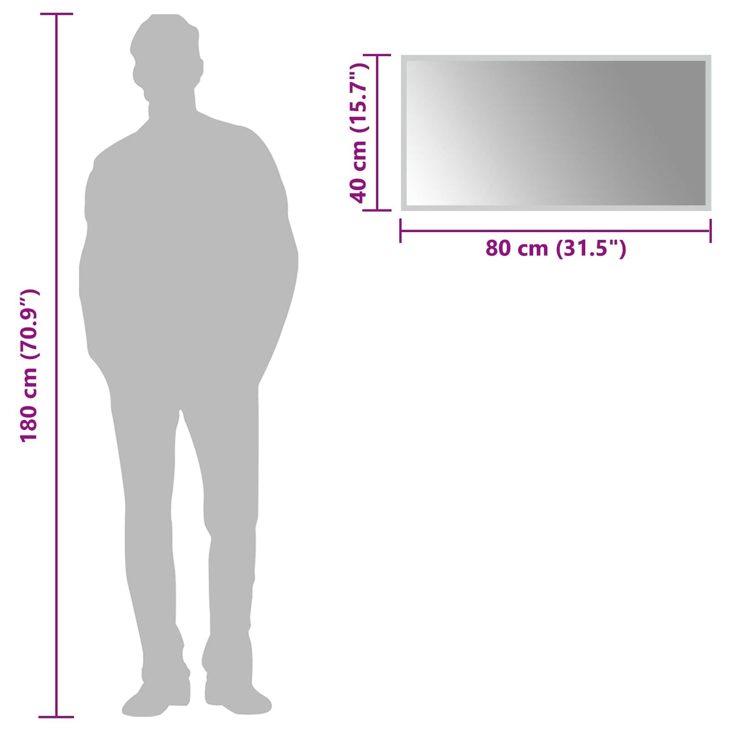 LED Badevindu med speil Gjennomsiktig 80 x 40 cm herdet glass