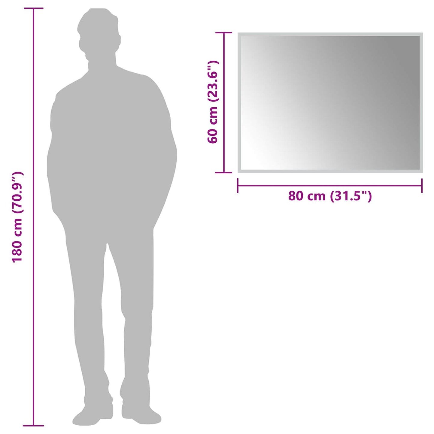 LED Badevindu med speil Gjennomsiktig 80 x 60 cm herdet glass