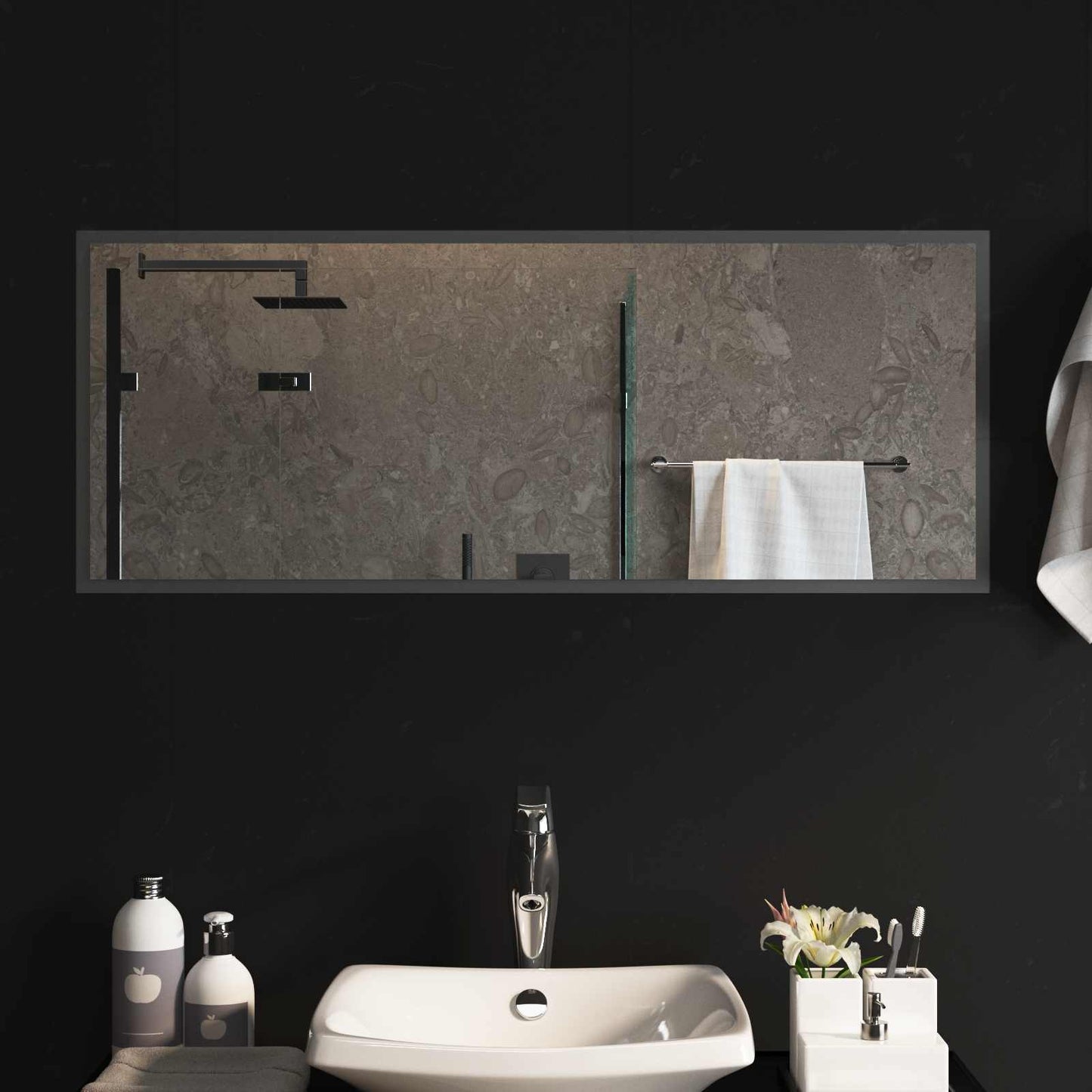 LED Badevindu med speil Gjennomsiktig 100 x 40 cm herdet glass