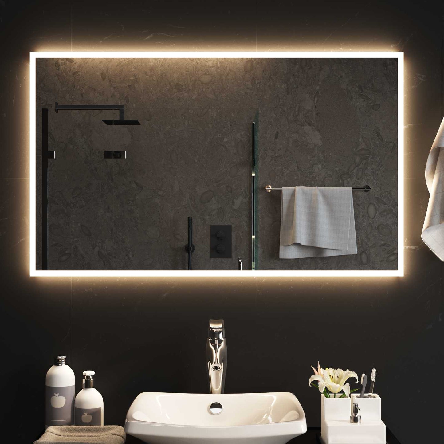 LED Badevindu med speil Gjennomsiktig 100 x 60 cm herdet glass