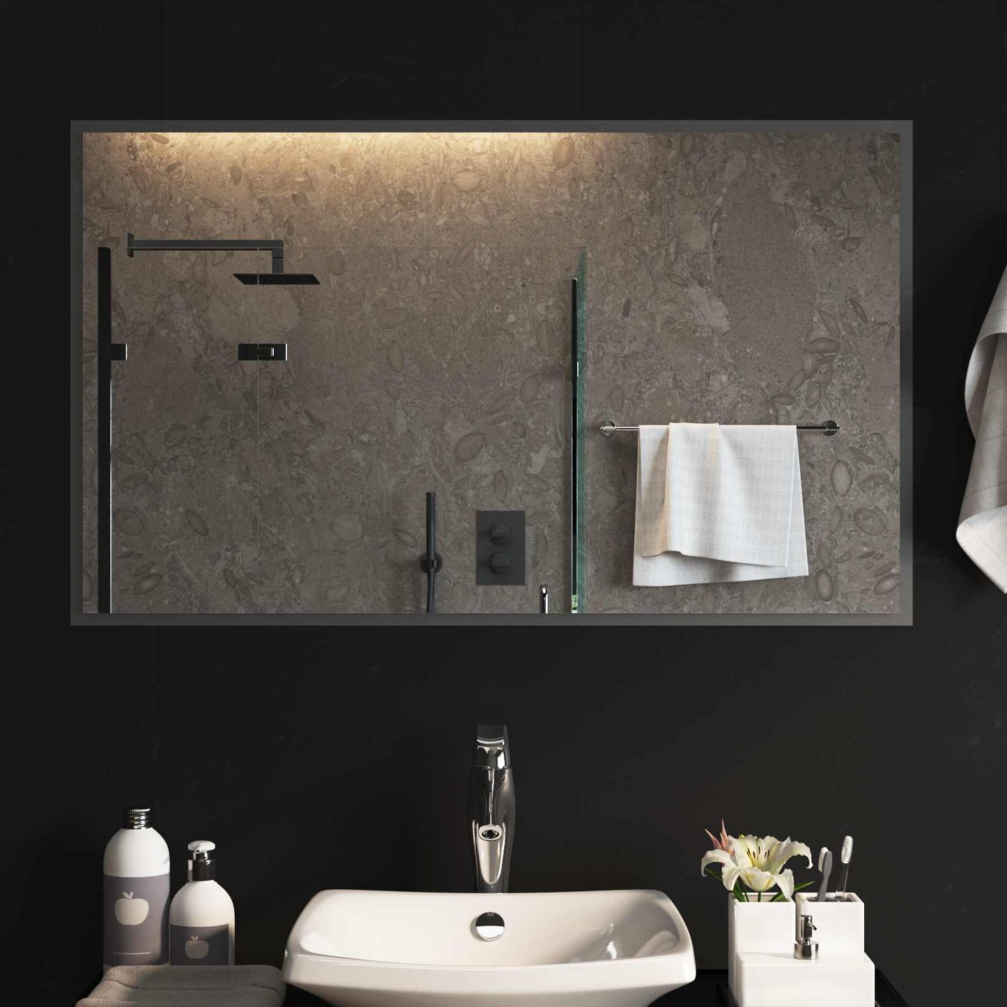 LED Badevindu med speil Gjennomsiktig 100 x 60 cm herdet glass