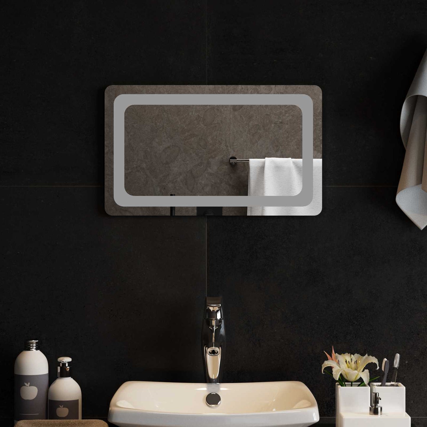 LED Badevindu med speil Gjennomsiktig 50 x 30 cm herdet glass