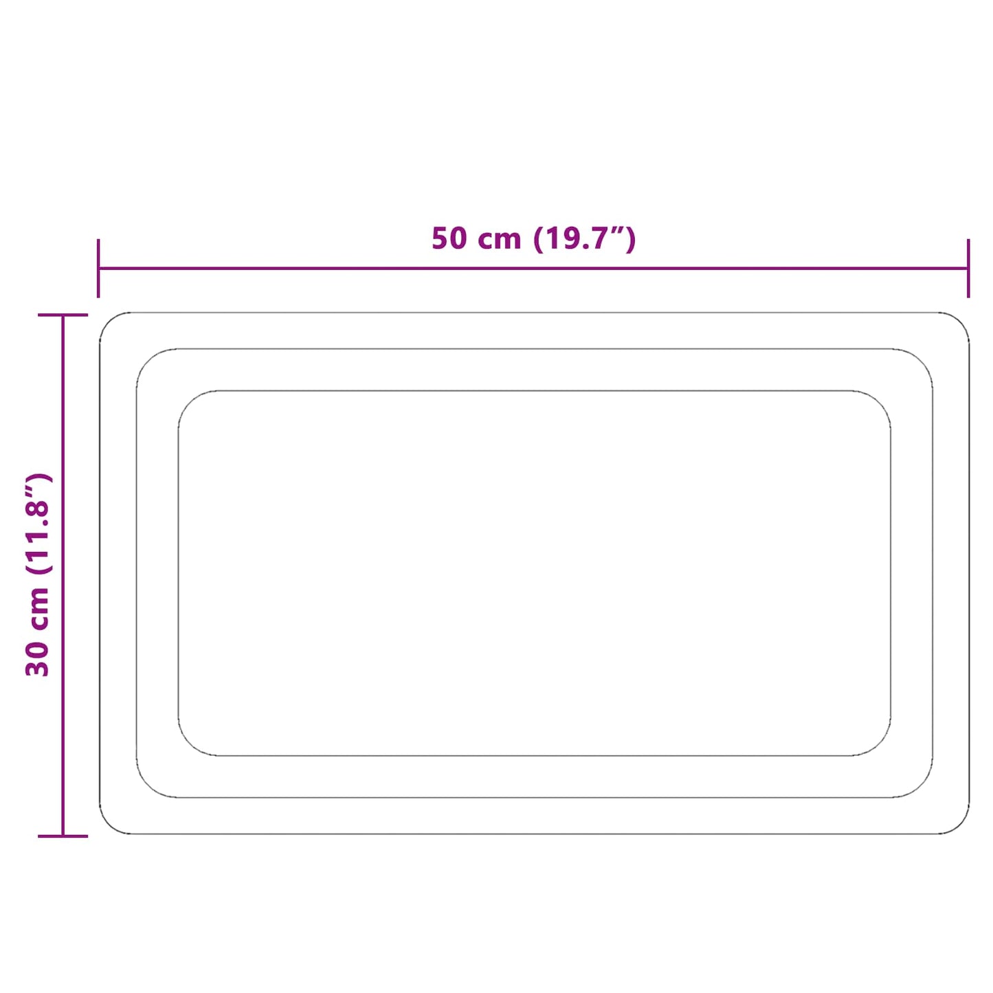 LED Badevindu med speil Gjennomsiktig 50 x 30 cm herdet glass