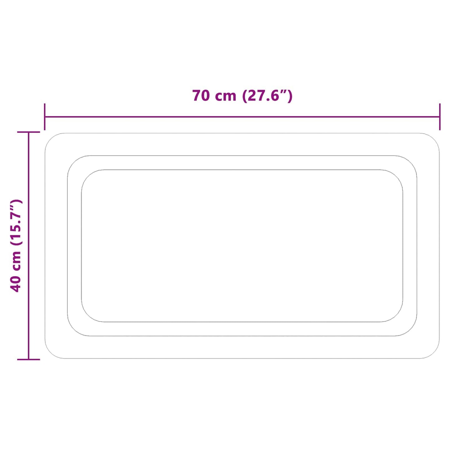 LED Badevindu med speil Gjennomsiktig 70 x 40 cm herdet glass