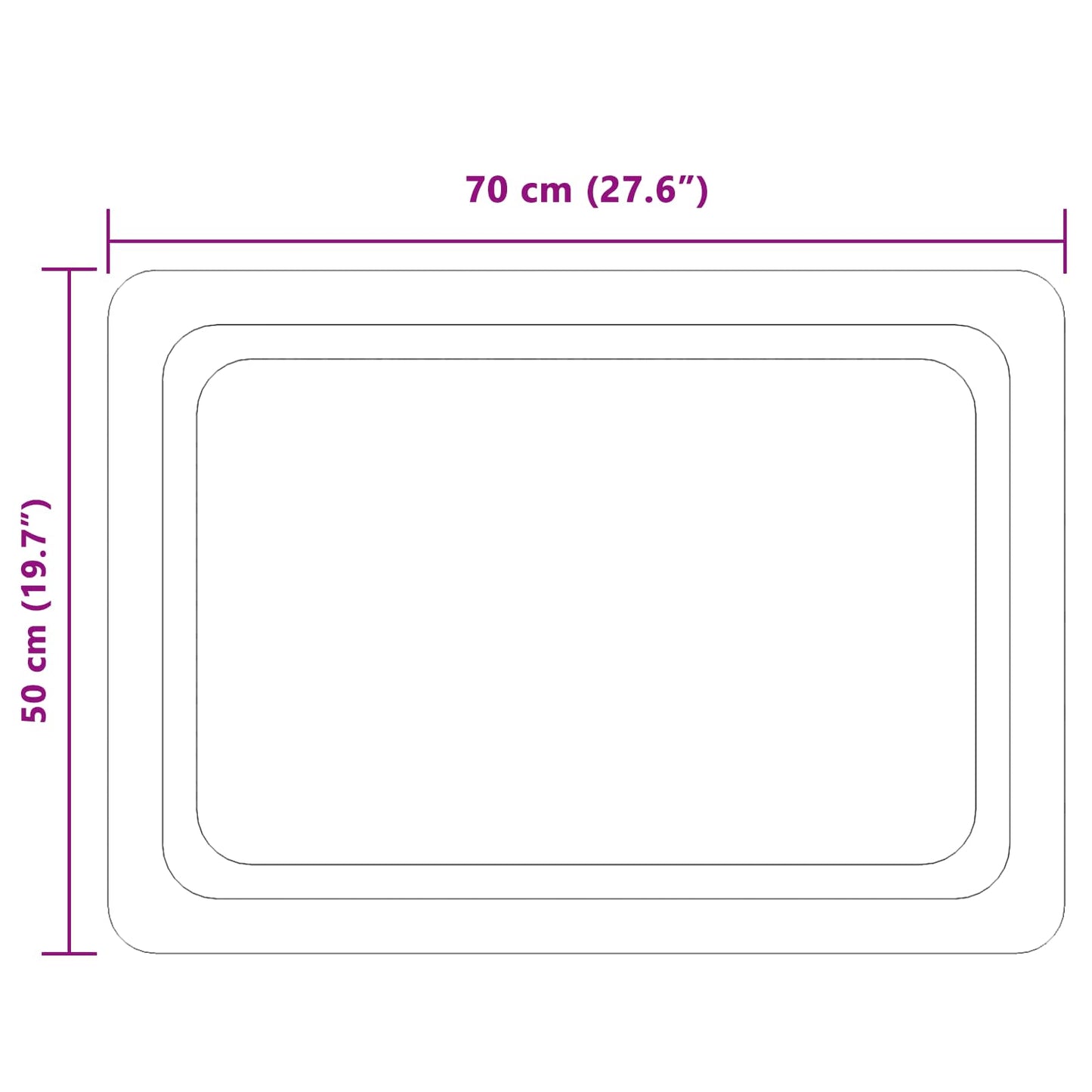 LED Badevindu med speil Gjennomsiktig 70 x 50 cm herdet glass