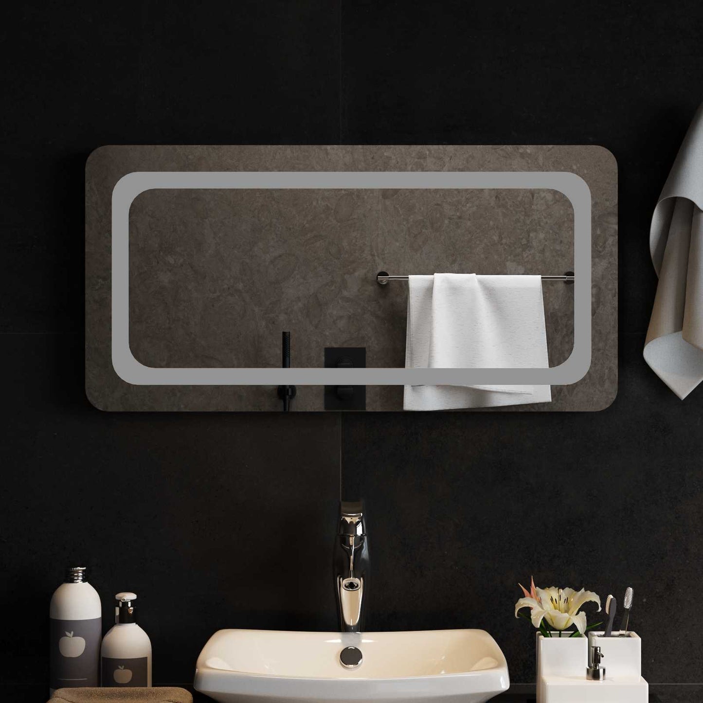 LED Badevindu med speil Gjennomsiktig 80 x 40 cm herdet glass
