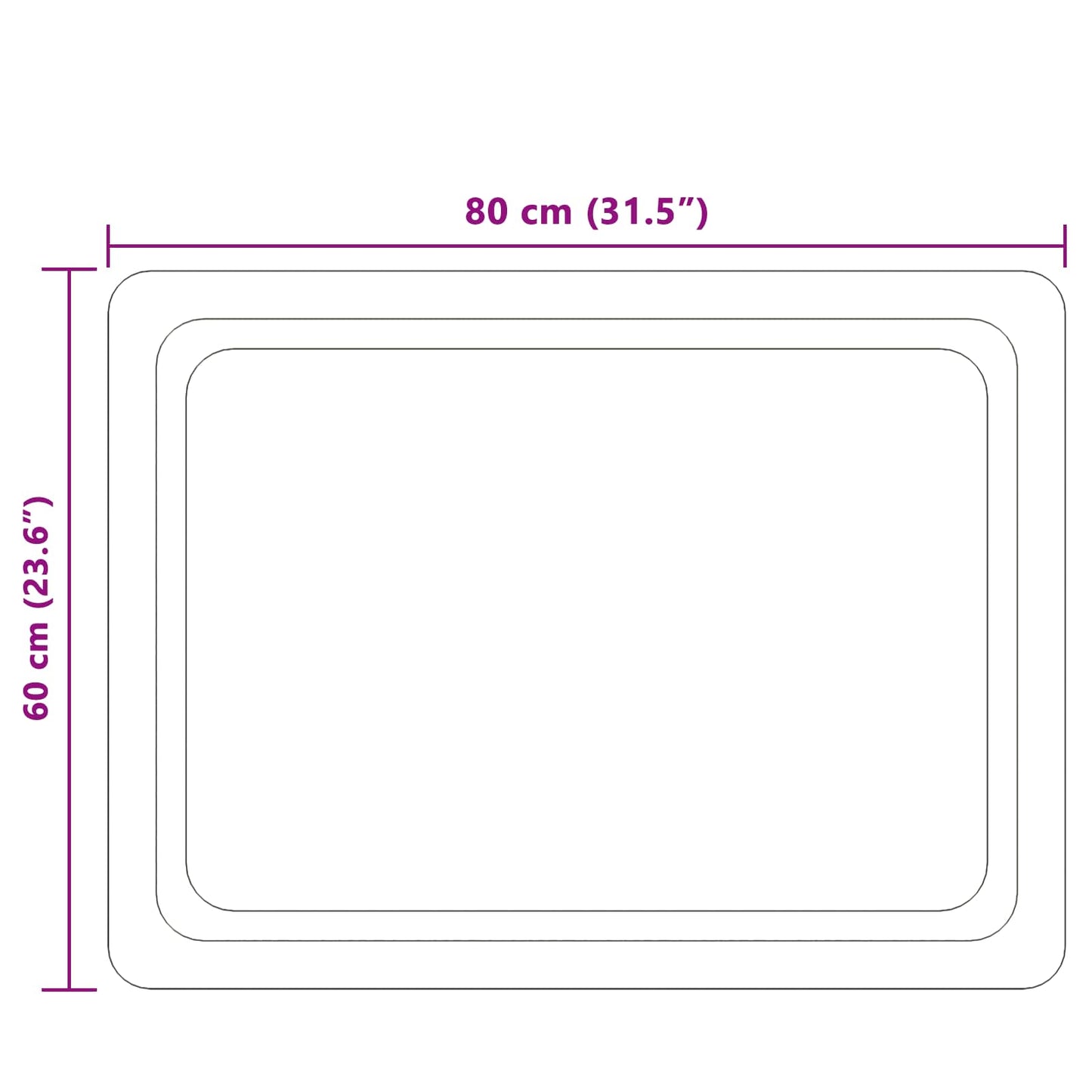 LED Badevindu med speil Gjennomsiktig 80 x 60 cm herdet glass