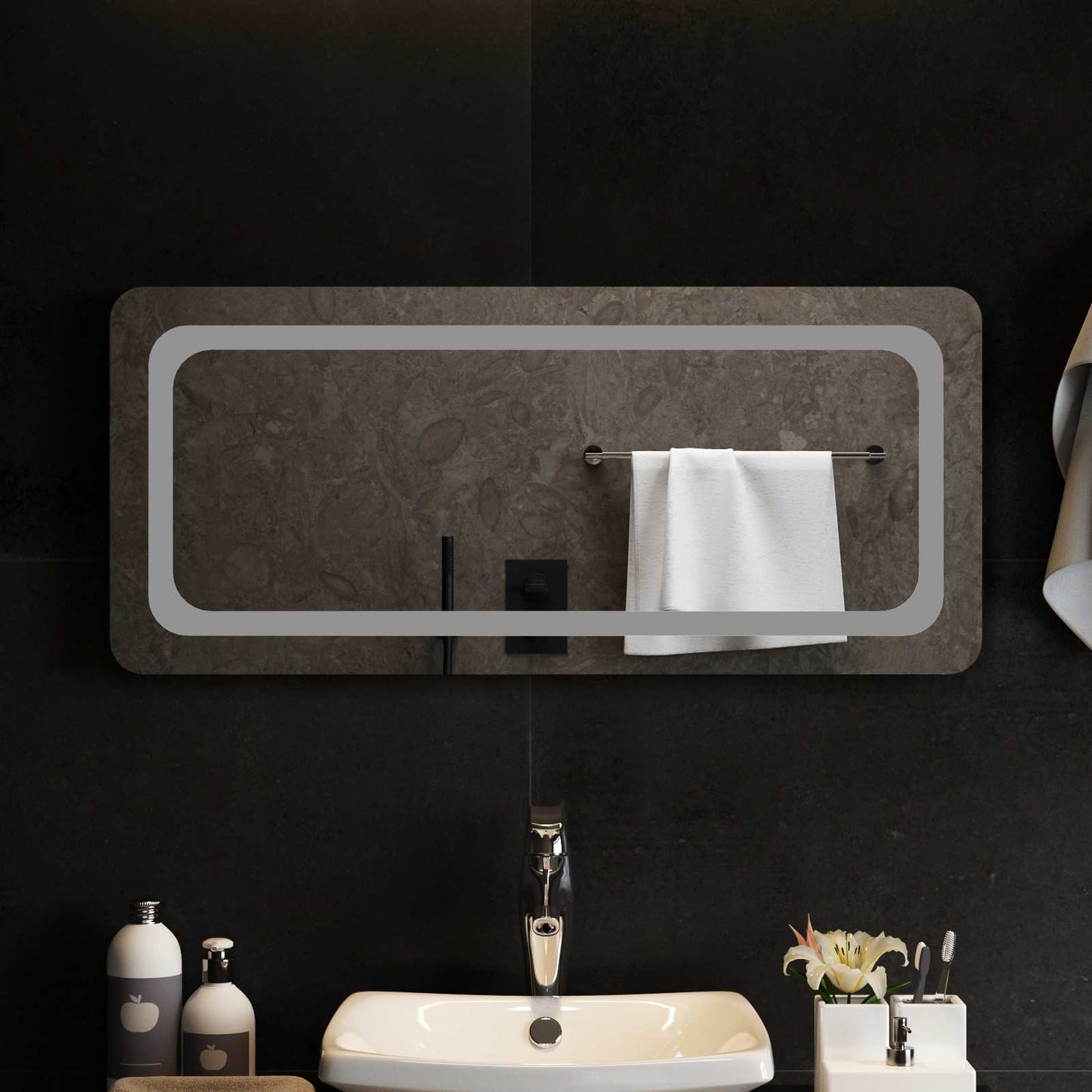 LED Badevindu med speil Gjennomsiktig 90 x 40 cm herdet glass