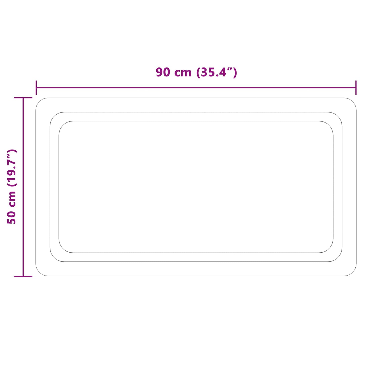 LED Badevindu med speil Gjennomsiktig 90 x 50 cm herdet glass