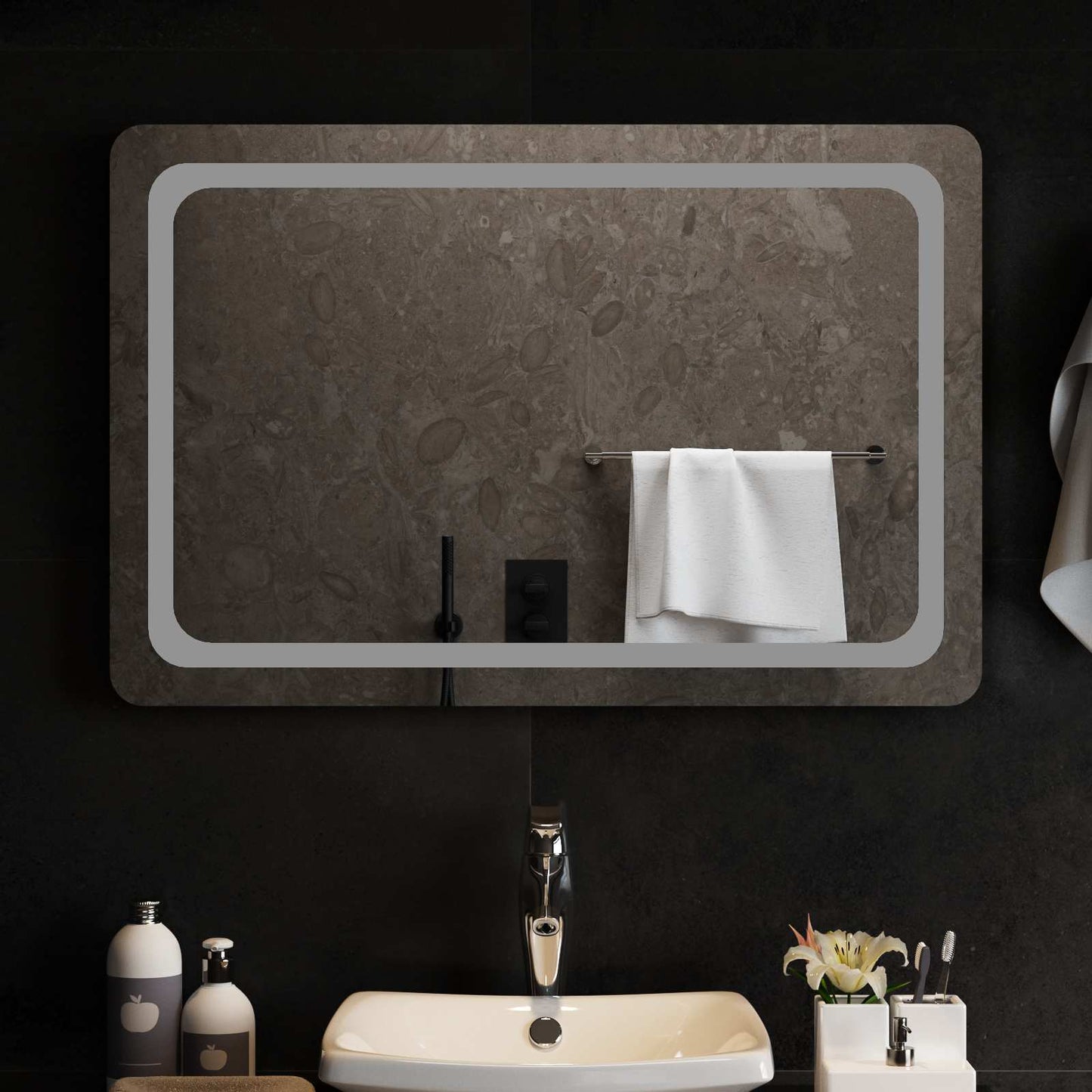 LED Badevindu med speil Gjennomsiktig 90 x 60 cm herdet glass