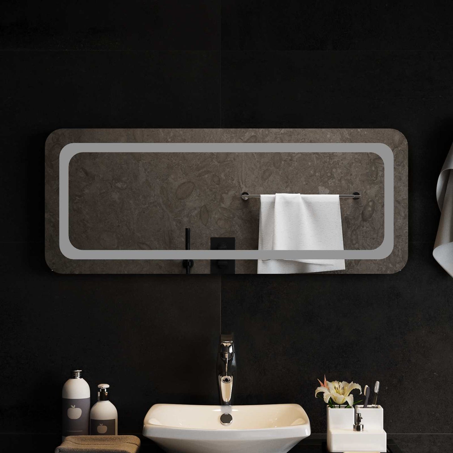 LED Badevindu med speil Gjennomsiktig 100 x 40 cm herdet glass