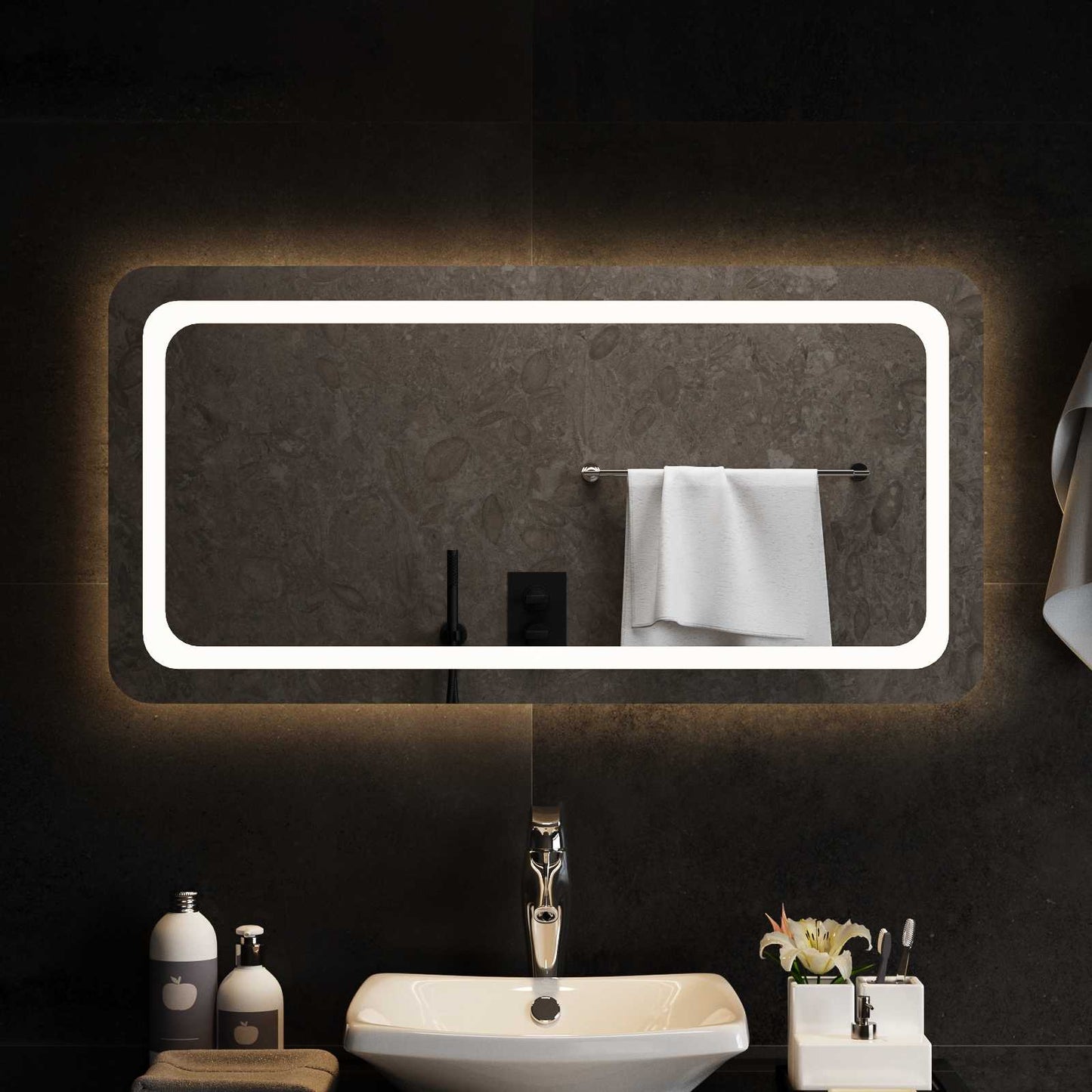 LED Badevindu med speil Gjennomsiktig 100 x 50 cm herdet glass