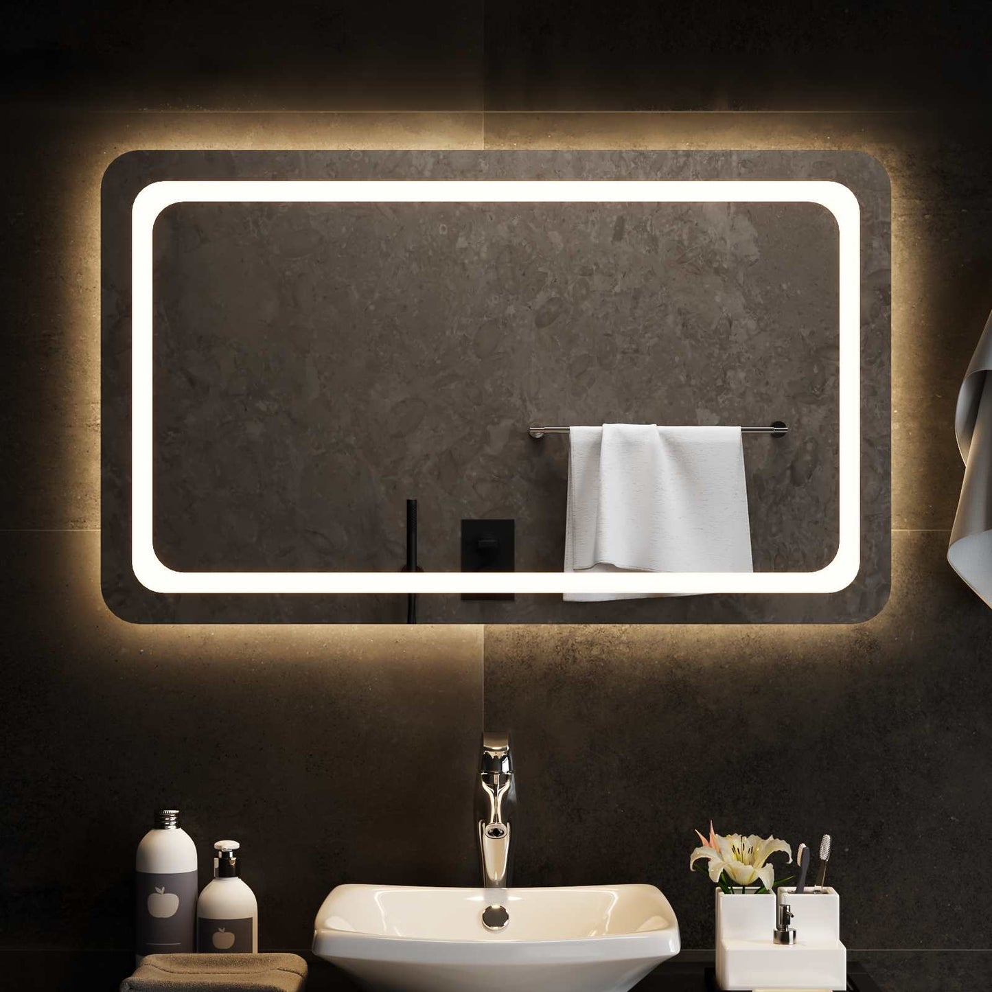 LED Badevindu med speil Gjennomsiktig 100 x 60 cm herdet glass