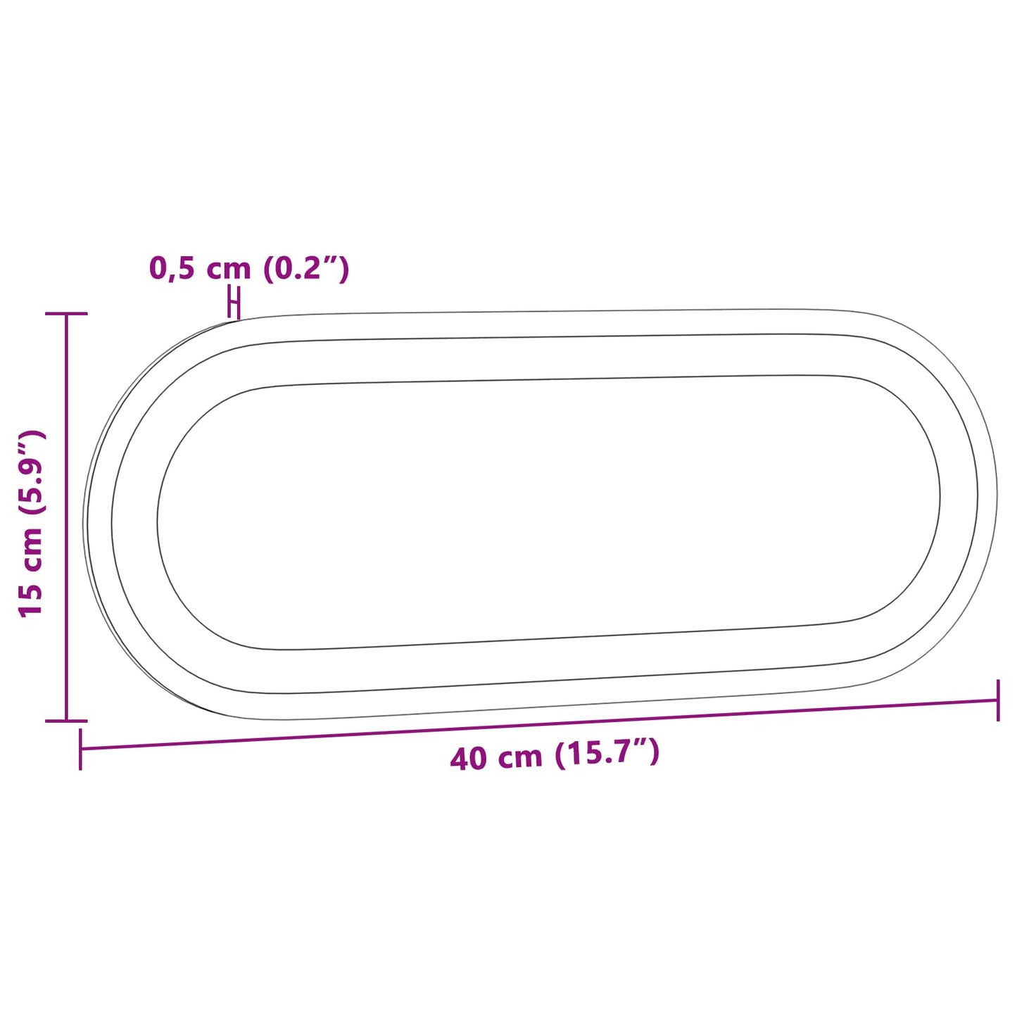 LED Badevindu med speil Gjennomsiktig 40 x 15 cm herdet glass