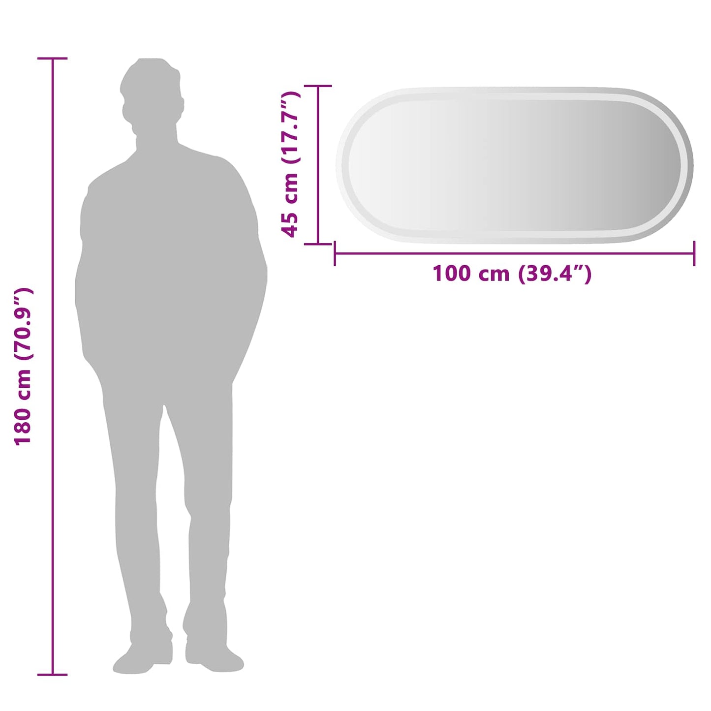 LED Badevindu med speil Gjennomsiktig 100 x 45 cm herdet glass
