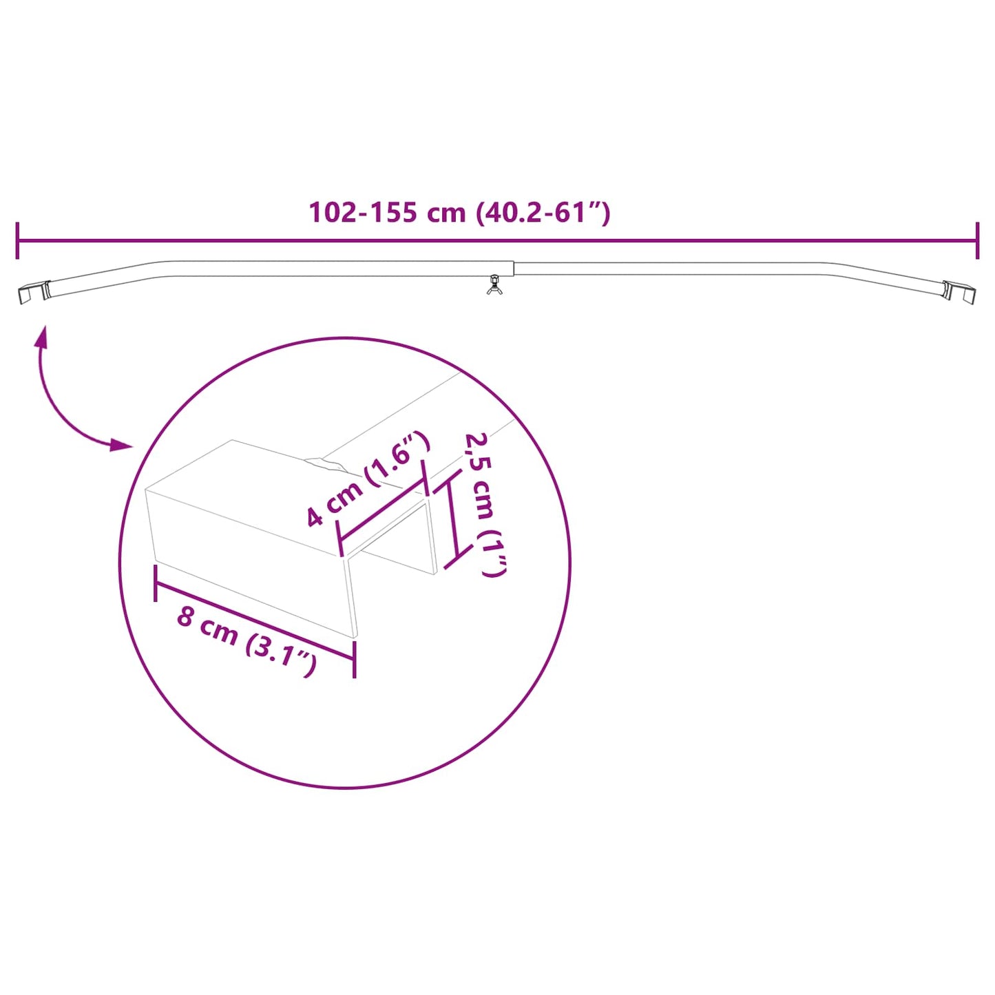 Presenningbeslag for tilhengere Sølv 102-155 cm Aluminium