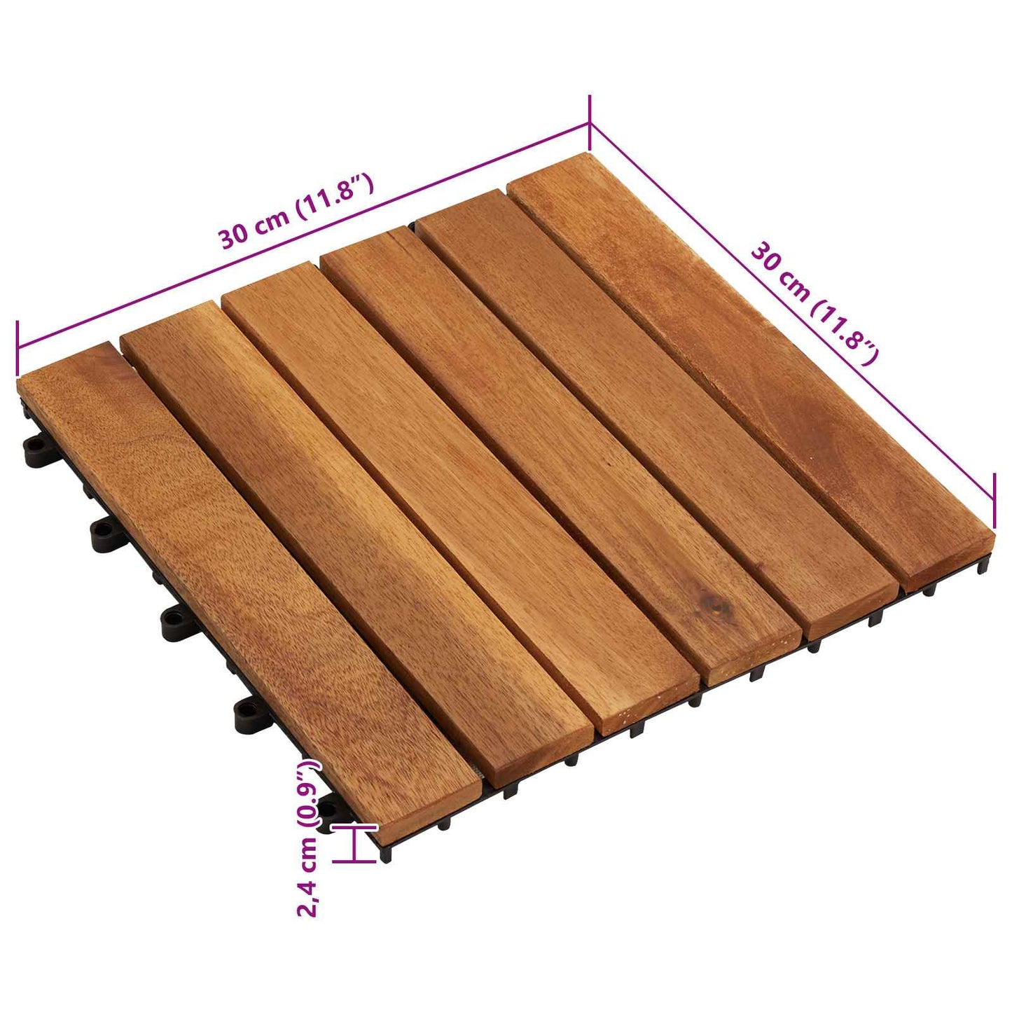 Terrasseflis 30 pcs Brun 30 x 30 cm Acacia Hardtre
