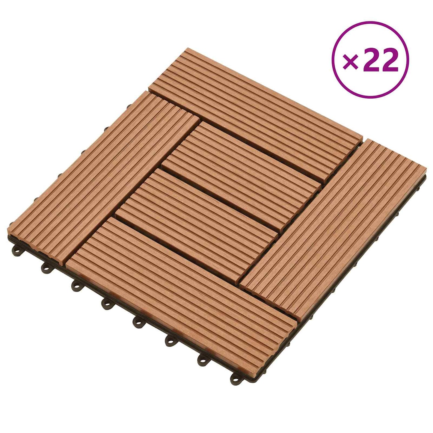 Terrasseflis 22 pcs Brun 30 x 30 cm WPC