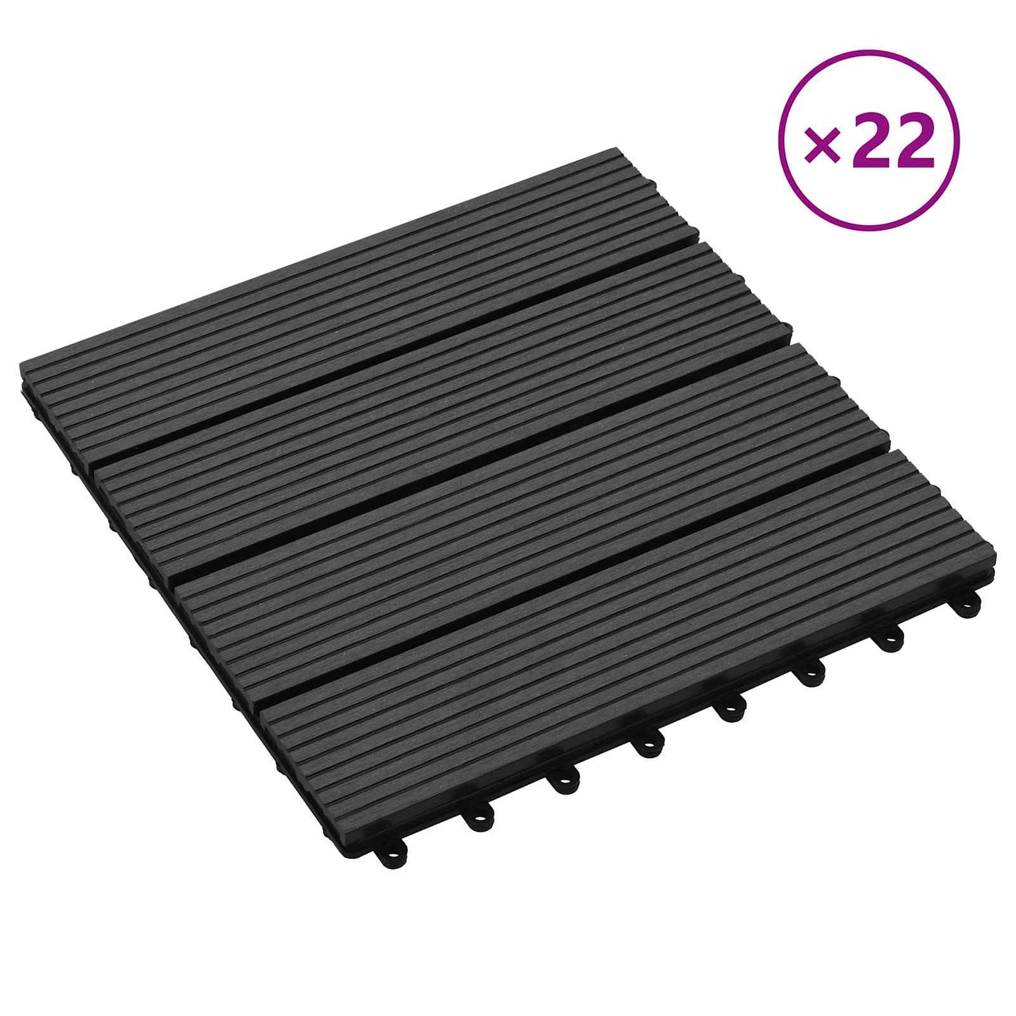 Terrasseflis 22 pcs Svart 30 x 30 cm WPC