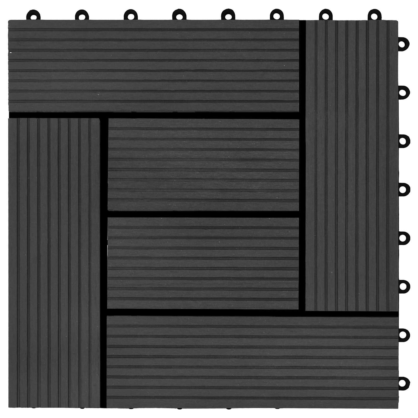 Terrasseflis 22 pcs Svart 30 x 30 cm WPC