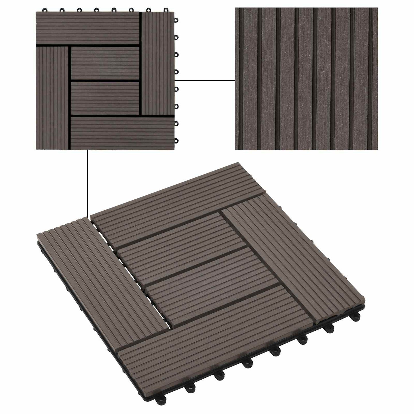 Terrasseflis 22 pcs Mørk brun 30 x 30 cm WPC