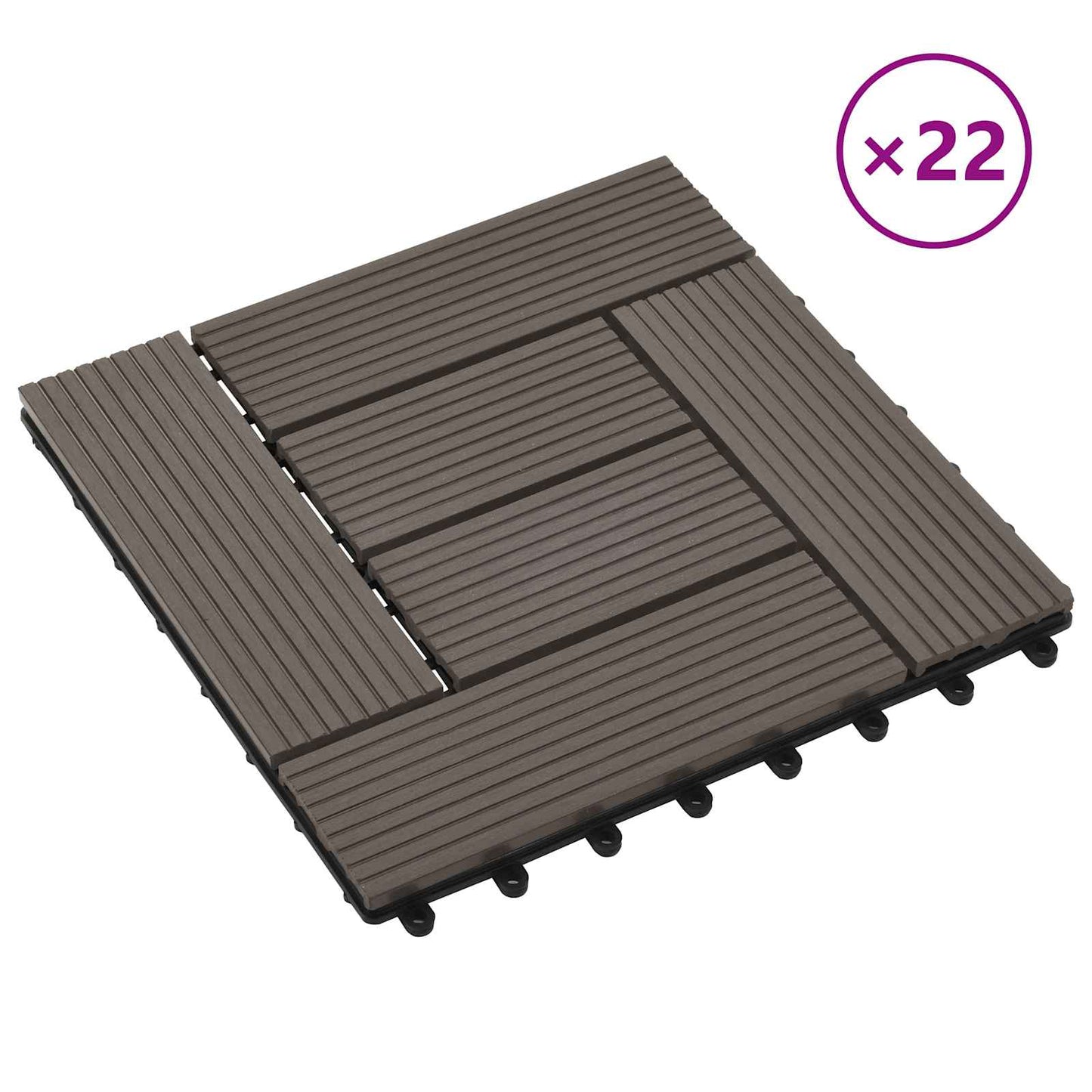 Terrasseflis 22 pcs Mørk brun 30 x 30 cm WPC