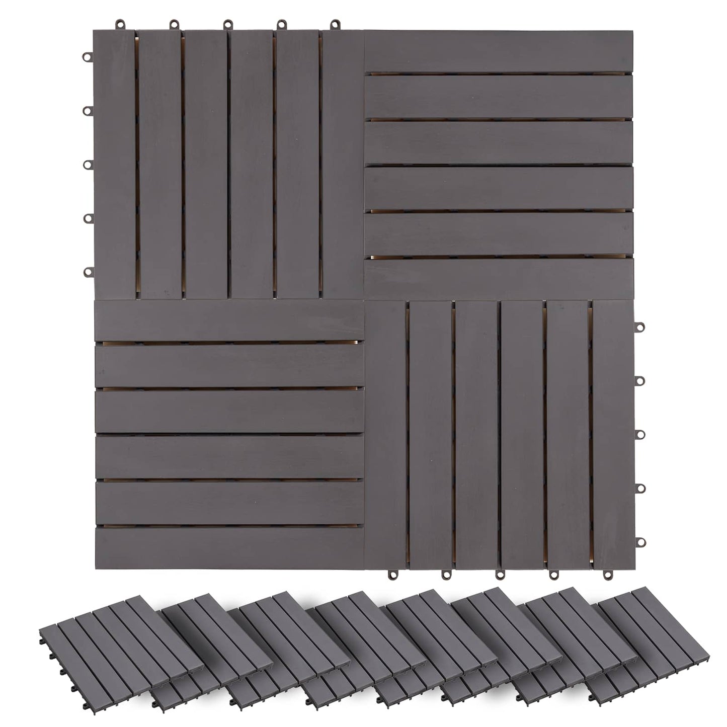 Terrasseflis 30 pcs Grå 30 x 30 cm Acacia Hardtre