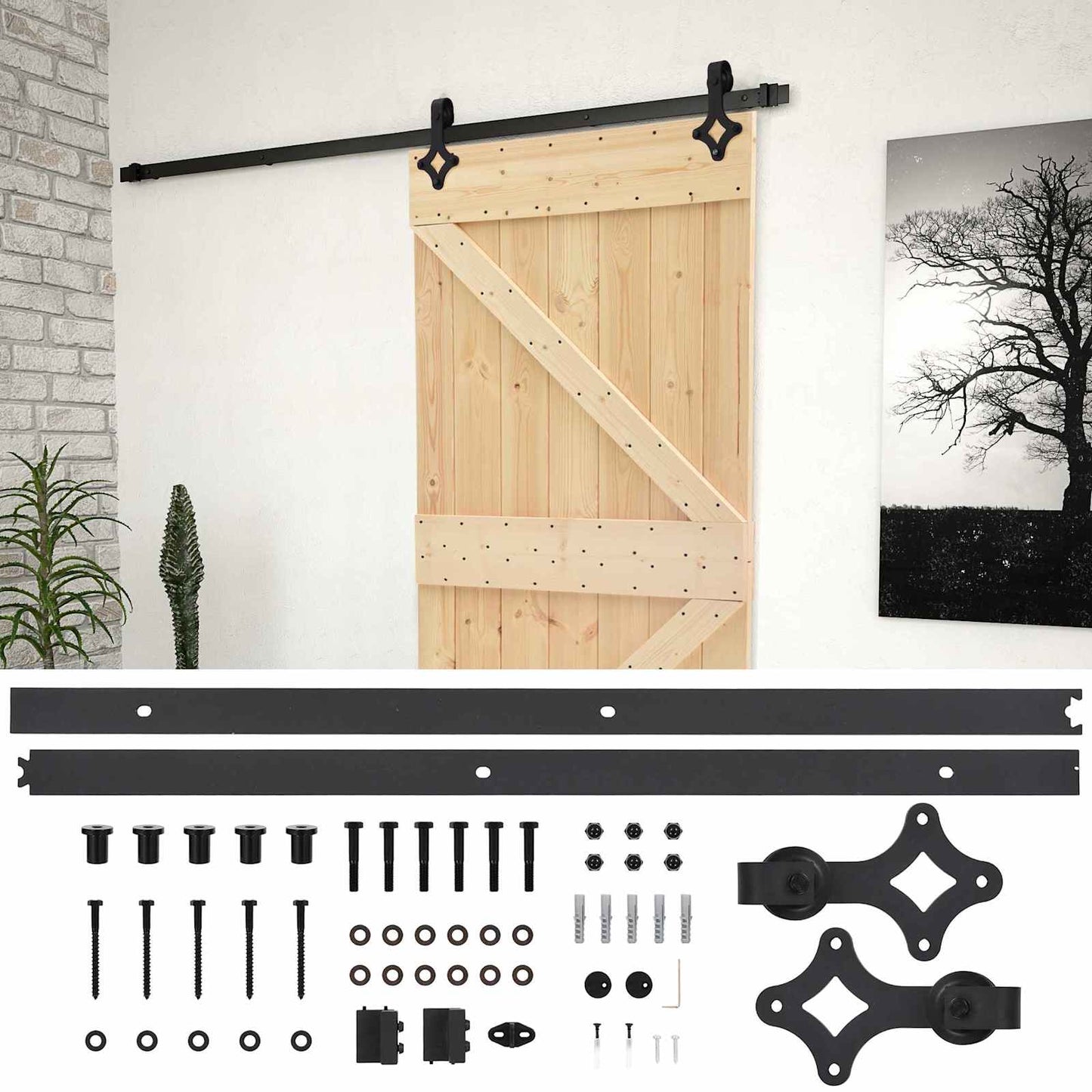 Skyvedør Naturlig og svart 80 x 210 cm Heltre furu