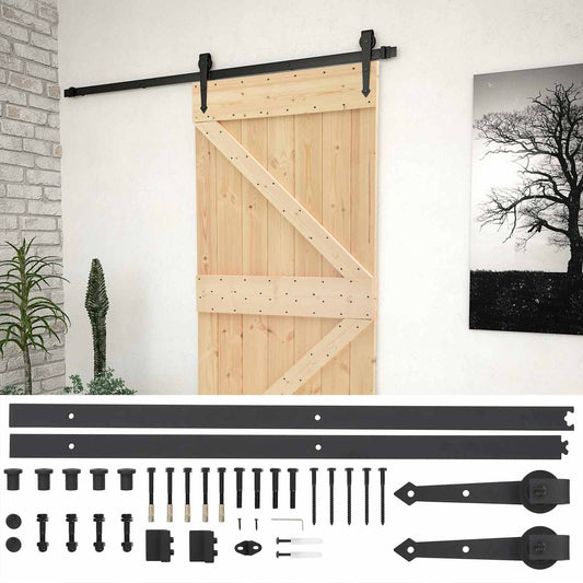 Skyvedør Naturlig og svart 90 x 210 cm Heltre furu