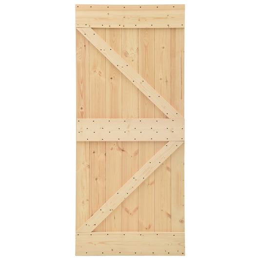 Skyvedør Naturlig og svart 90 x 210 cm Heltre furu
