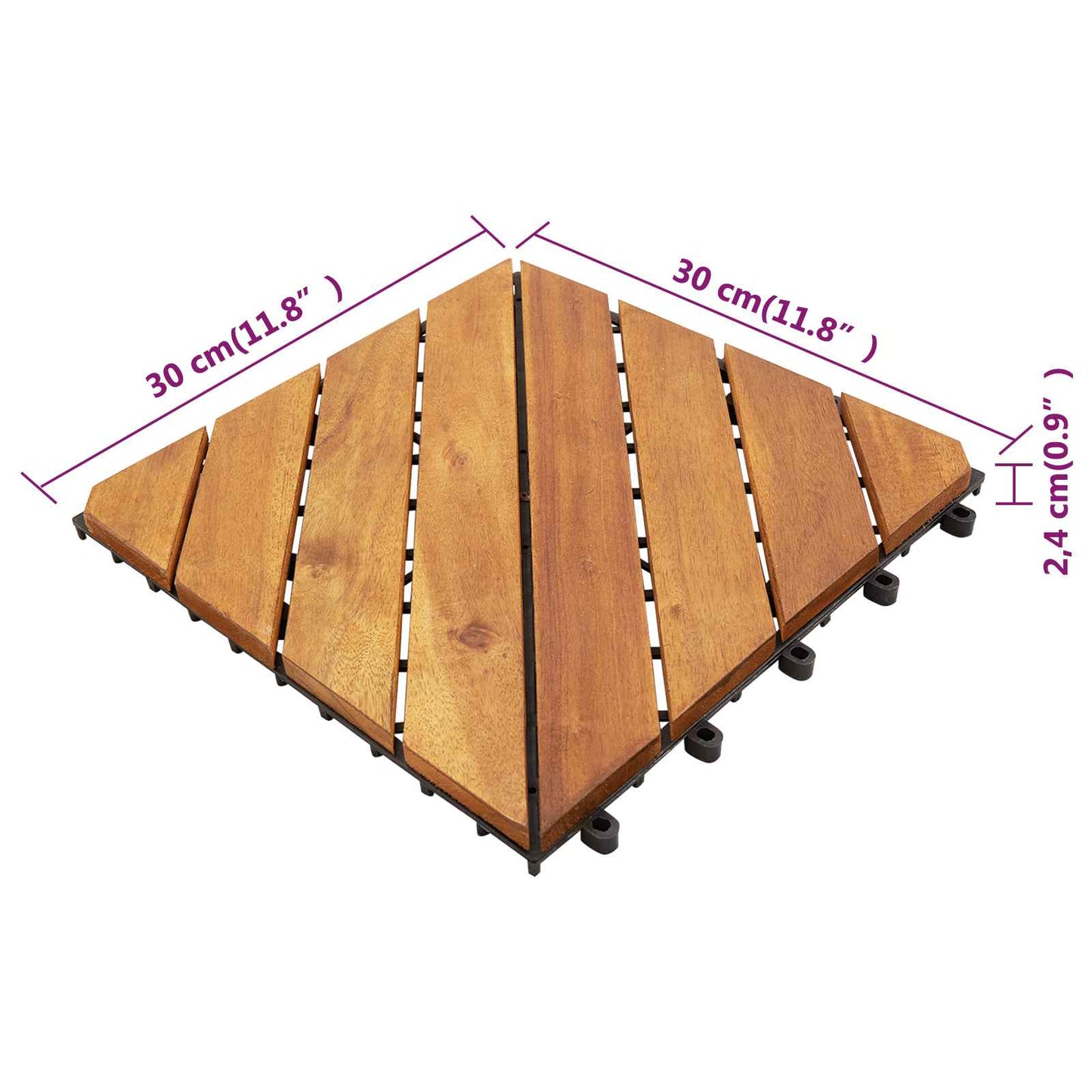 Terrasseflis 30 pcs Brun 30 x 30 cm Acacia Hardtre
