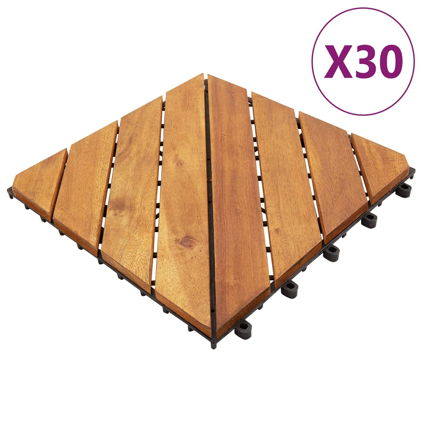 Terrasseflis 30 pcs Brun 30 x 30 cm Acacia Hardtre